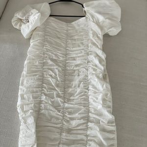 Missguided White Ruched Milkmaid Maternity Mini Dress